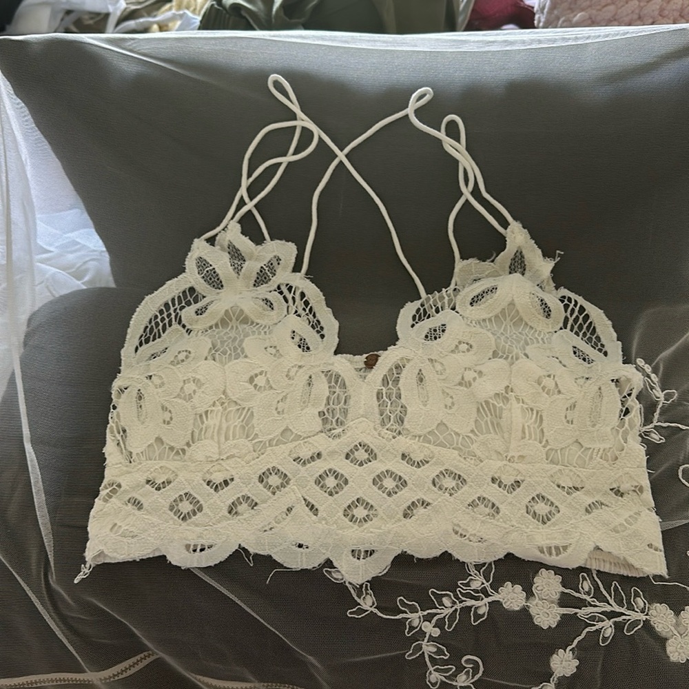 Free People FP One White "Adella" Bralette Top sz XS